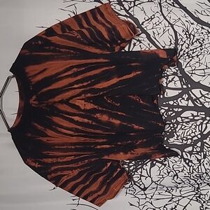Bleach Dyed Tiger Stripe Over Sized Crop Top